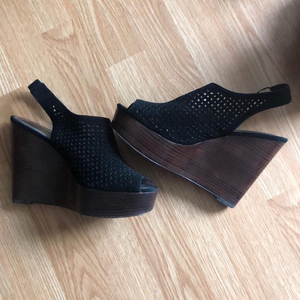 Coach Chasity Black Suede Wedge 8/38.5